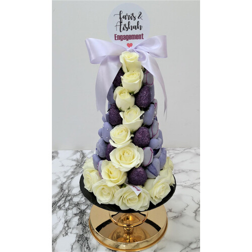 30cm Sparkling Purple Marble Strawberry Tower (Medium)